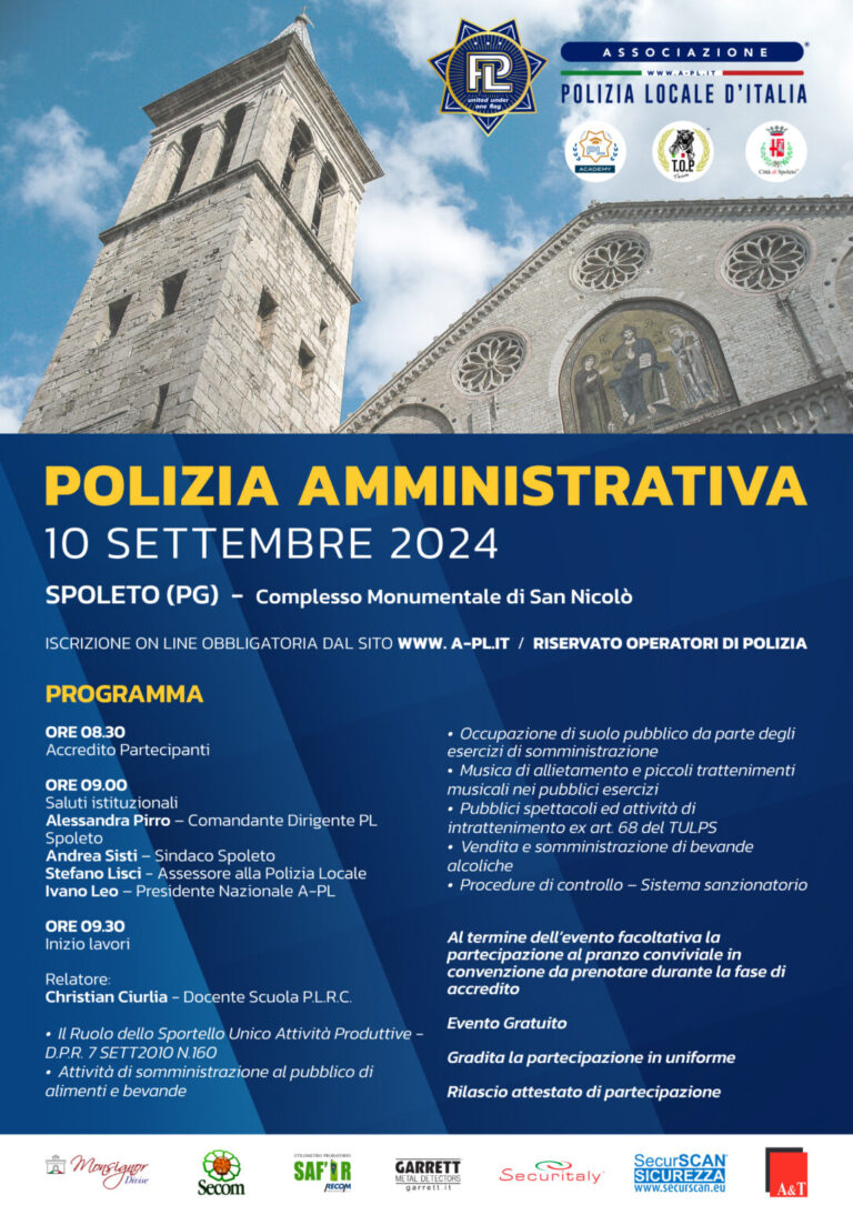 10 Settembre 2024: SPECIALE POLIZIA AMMINISTRATIVA a Spoleto (PG)