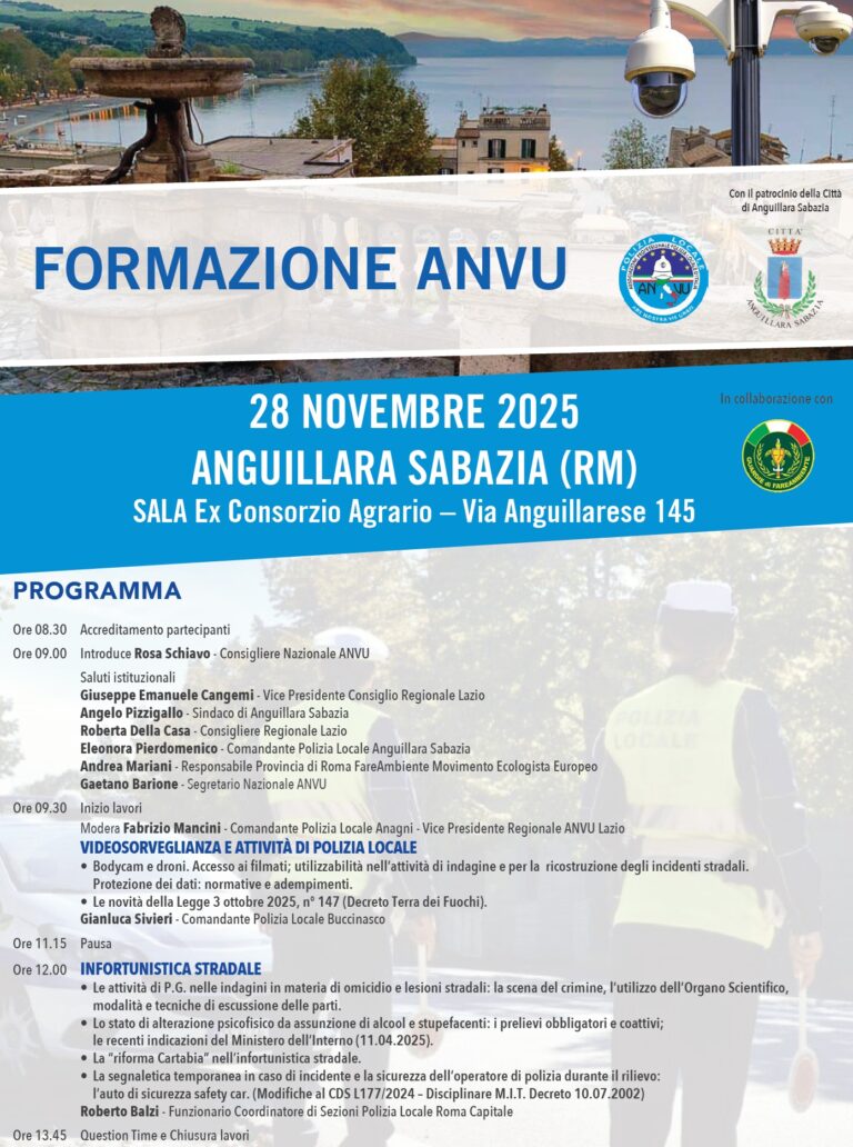 28 Novembre 2025, Anguillara Sabazia (RM): FORMAZIONE ANVU