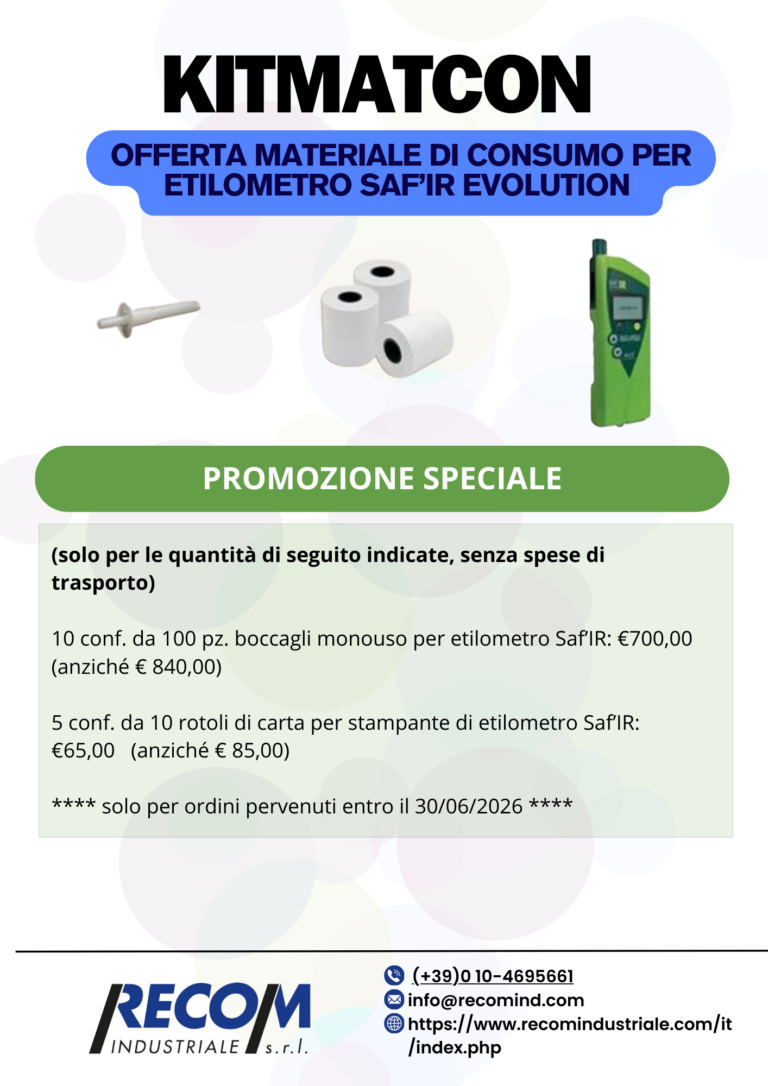 Offerta materiale di consumo per etilometro SAF’IR